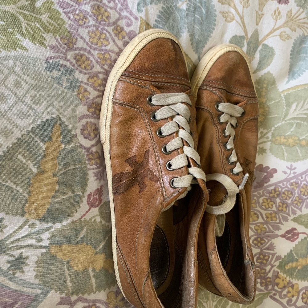 Frye Kira Low Brown Leather Sneakers Size 9